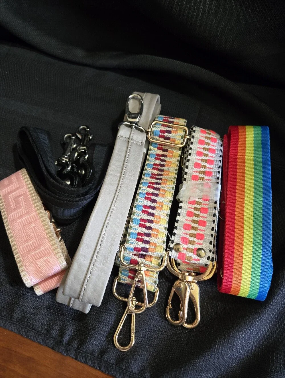 Bundle Of 6 Interchangeable Rainbow & Patterned Bag Straps - Multicolor